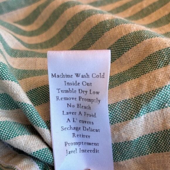 Frank & Eileen Mary Classic Shirtdress Recycled Cotton Green Sand Stripe Large - Picture 10 of 10